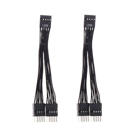 2 kpl tietokoneen emolevyn USB-jatkokaapeli 9-pin 1 naaras 2 uros Y-haaroitin ääni HD-jatkokaapeli
