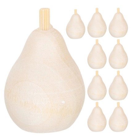 Tre Frukter Håndverk Umalt Tre Pære for Dekorasjon 10 stk Kit[HK]