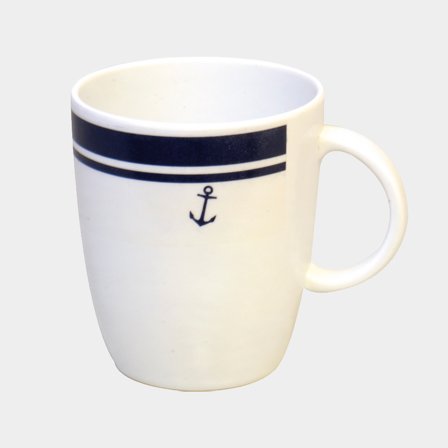 Coffee/tea cups in melamine 1852-Marine Non-slip, white/blue, 32 cl / 320 ml, 6-pack