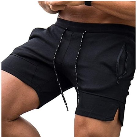 Træningsshorts til mænd, vægtløftning, squat, korte, tætsiddende, træning, bodybuilding, jogger med lomme - STØRRELSE L