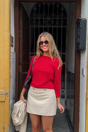 Josefine Vogt x NA-KD Short Sleeve Top - Tops - Rouge - X-Large