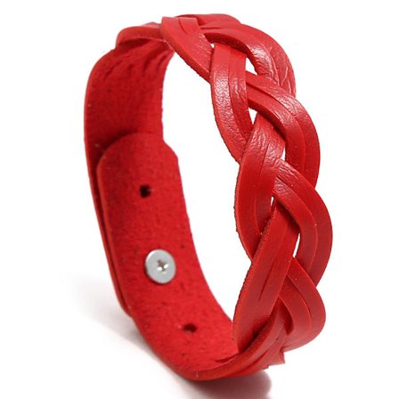 (Rouge) Armband i flätat kohud, enkelt och mångsidigt, vintage-design, julklapp, semestergåva eller födelsedagspresent, läderarmband