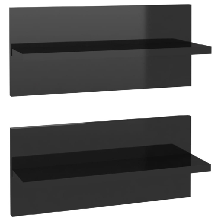 Vidaxl Vägghyllor 2 St Svart Högglans 40x11,5x18 Cm Svart