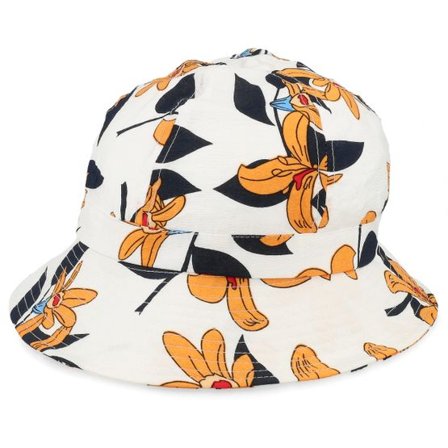 Seeberger - Vit bucket Hatt - In Tropical Fabric White Cloche @ Hatstore