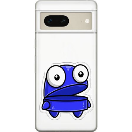 Kompatibel Mobilcover til Google Google Pixel 7 Blå tegneseriefigur med åbent udtryk og store øjne i sjov illustration