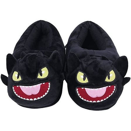 Varme indendørssko til vinteren - Hyggelige, bløde plys-sko med sjove tegneseriekatte og drager - Til voksne, børn og teenagere, varme hjemmesko