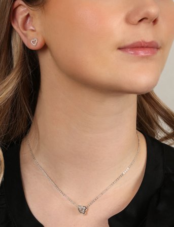 SNÖ of Sweden Connected Pendant Neck Heart 42 S/Clear - Silver - ONE SIZE 42 cm