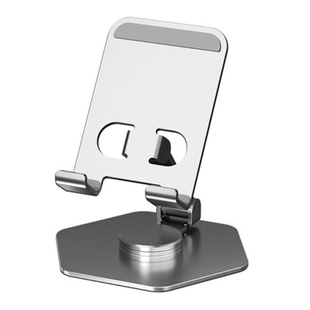 Universellt roterbart skrivbordsstativ för telefon och surfplatta - Silver