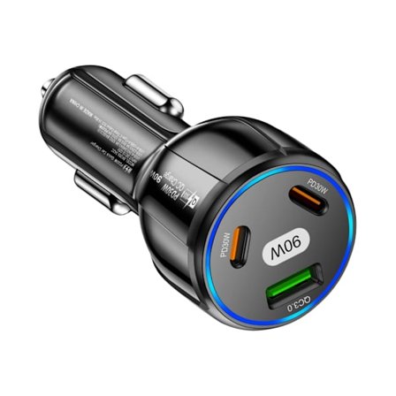 Auton USB-laturi Puhelinlaturi Phone3-porttiselle autovirtasovittimelle 30W Type-C+30W Type-C+30W USB A -pikalataussovitin