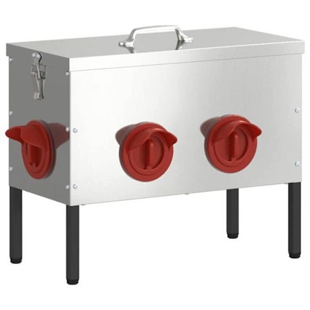 Hönsfodertrog - vidaXL - Silver - Galvaniserat stål - 41,5x20,5x33 cm - Kapacitet 15 kg - Väderbeständig