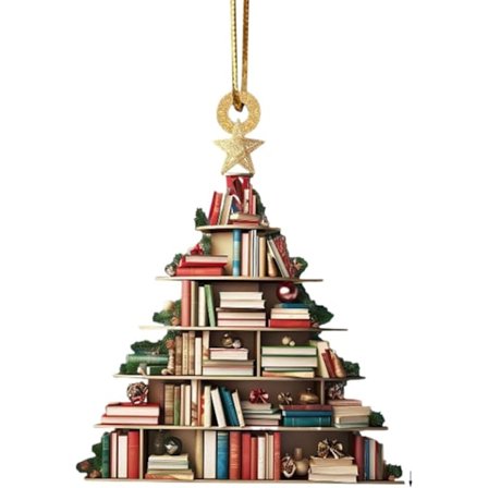Julgranshängande Bokhyllehänge, Julhängande Smycken Dekorationer, Böcker Staplade Ornament Jul