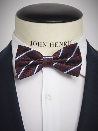 John Henric Men's Burgunderrote Gestreifte Fliege Size Pre-tied