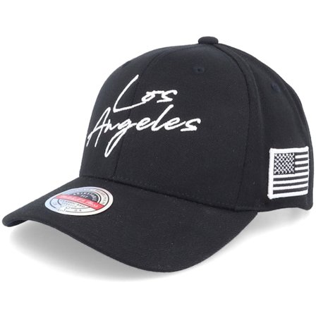 Iconic - Svart adjustable Caps - Los Angeles Script & Flag Black Adjustable @ Hatstore