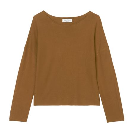 Marc O'Polo Round neck fine knit jumper Brun, Dame Langærmet