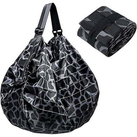 Gjenbrukbar og sammenleggbar handlepose, bærbar reiseveske, leopardmønstret skulderveske, ideell for shopping, reiser, utendørsaktiviteter og camping
