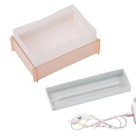 Rektangulært silikoneform sæt inklusive USB-kabel til DIY bordlampe ornamenter