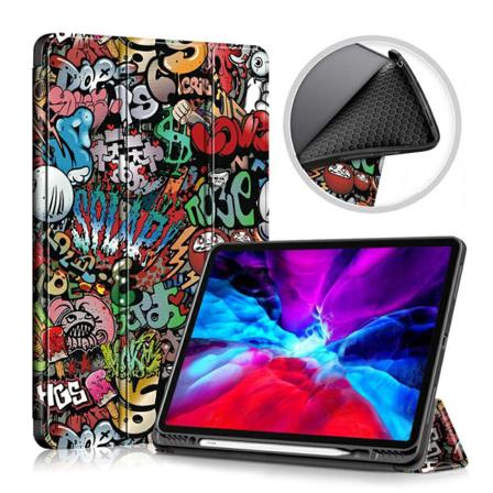 Ipad Pro 12.9 (2020/2021) - Tri-fold Fodral Med Pennhållare - Gr Grafitti