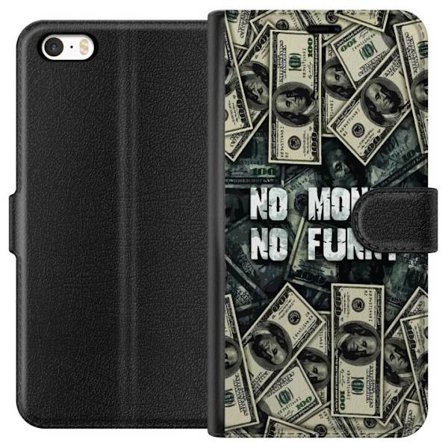 Kompatibelt Lommeboketui til Apple Apple iPhone SE (2016) Dollarbunter i collage med tekstmeldinger mørkt kraftig design som symboliserer økonomi ho