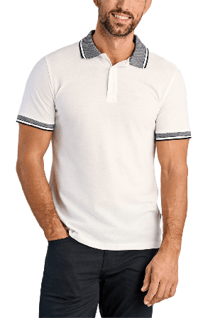 Lindbergh Orangic cotton polo piqué S/S- relaxed fit- regular collar Tröjor Herr Vit XXL