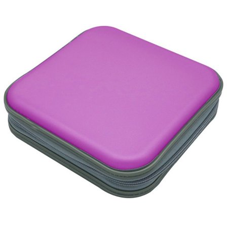 CD-etui, 40 kapasitet Hard Plastic DVD-etui Bærbar Glidelås CD-etuiholder Stor Oppbevaringsskive Lommebok Veske for Bil Hjem Reise - Lilla