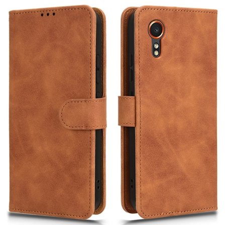 SKALO Samsung Xcover 7 Matt PU-Läder Plånboksfodral - Brun