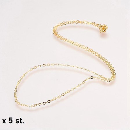 5 Unisex Guldpläterade Kabelkedjor 45~46 cm.långa , 2 mm. breda
