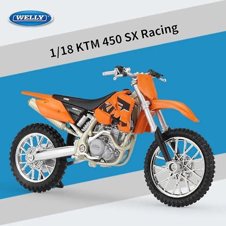 Welly 1:18 Ktm 450 Sx-f -valettu moottoripyörän pienoismalli, painevalettu metalli, lelu moottoripyörän pienoismalli, erittäin todenmukainen kokoelma,
