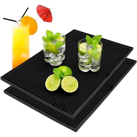 2 stk. Barmåtte, Aftørringsmåtte til Barbord, Aftørringsmåtte i Silikone, Opvaskemåtte i Silikone, Miljøvenlig Varmebestandig, til Opbevaring af 