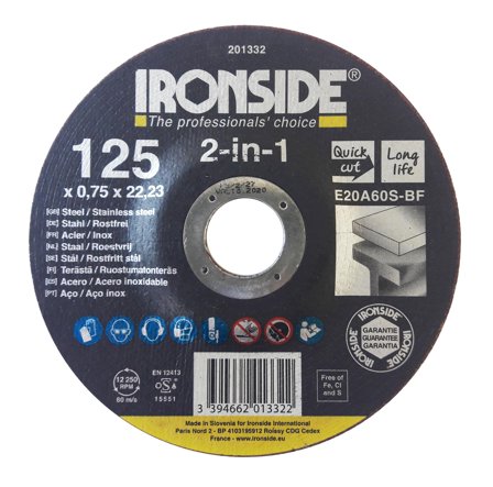Ironside 201332 Kappeskive 125 x 0,75 x 22 mm, Maskintilbehør & forbruk