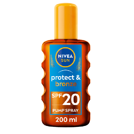 NIVEA Protect & Bronze Oil Spray SPF 20 Solskydd solvård Dam 200 ML