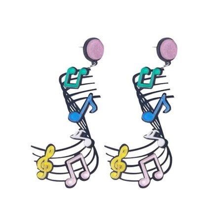 Färgglada musik not örhängen Nyhet örhängen överdrivna