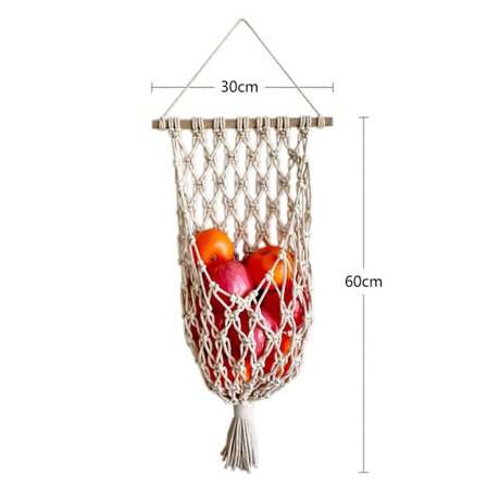 Handvävd kökskorg för grönsaker och frukt, nätkasse för förvaring