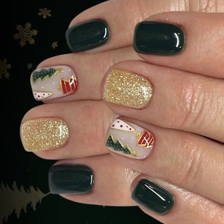 24-pack Jultema Press-on Naglar Festliga Glitter Snabb Applicering