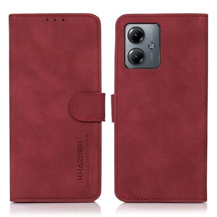 SKALO Motorola Moto G14 KHAZNEH Lompakkokotelo PU-nahasta - Puna Red
