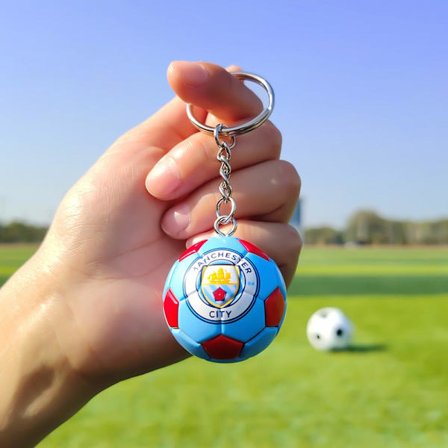 PVC-nøkkelring med mini fotball, Tyskland 2024 Europacup klubbmerke flagg Manchester City Real Madrid