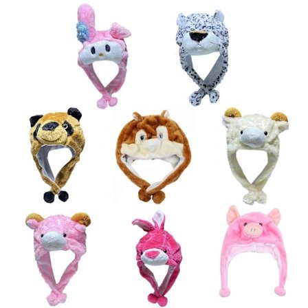 Ny stil kosedyr beanie supermyk varm lue med øreklaffer fluffy cosplay kostyme flere stiler vinterlue rosa sau Pink sheep