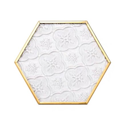 Nordisk stil präglade glasunderlägg Modern metallram Värmeisoleringsdyna Halkfri kaffemugghållare bordstablett