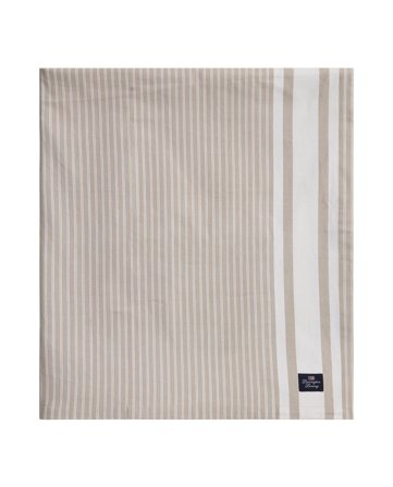 Lexington ICONS randig bordsduk i oxford, vit/beige