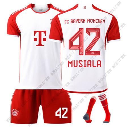 23-24 Musiala 42 Bayern München Kotipelipaita Uusi Kausi Aikuisten Paita Lasten Paita Lapset 26(140-150cm)