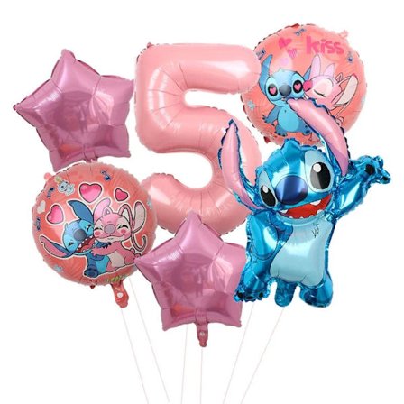 Disney Lilo Stitch Födelsedagsfest Dekoration Barn Stitch Tema Bordsartiklar Set Ängel Ballonger Grattis Banner Tillbehör För Tjej Favor
