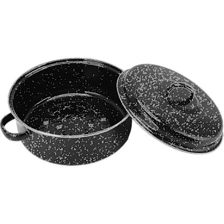 Dekket Rund Stekeform, Non-Stick Stekebrett Med Lokk Og Hylle, emaljert Grillpanne (24cm)