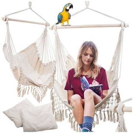 Hängmatta stol - Boho hammock med kuddar