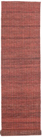 Plain (Single Colored) Small Alva Rug - Rust Red/Black 80X350 Wool