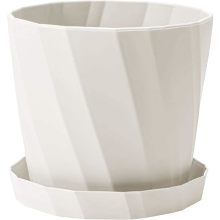 Plantepotte, Blomstervase, Morsom Vase Statue Plantepotte, Ensfarget Plast Planteblomsterpotte med Brette Hjemmehage Cafe Dekor Hvit, M