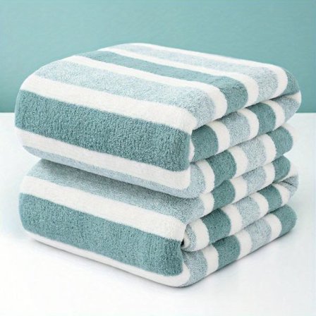 2 stk. Ekstra Store Badehåndklæder Sæt, Luksuriøse Bløde Stribede Ekstra Store Badehåndklæder, Super Absorberende Og Hurtigtørrende, Egnet til Daglig 
