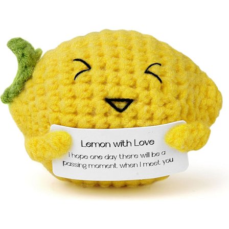 Rolig Jordgubbsdocka med Positivt Kort för Pojkar, Flickor, Små Potatisleksaker, Docka för Hemmakontor, Födelsedagspresenter (Citron)