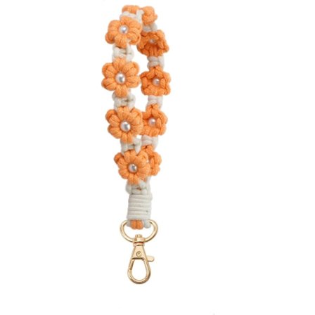 Makrame nøkkelring Håndlaget håndleddsrem Nøkkelbånd for nøkler Søt blomst nøkkelring Nøkkelkjede for kvinner
