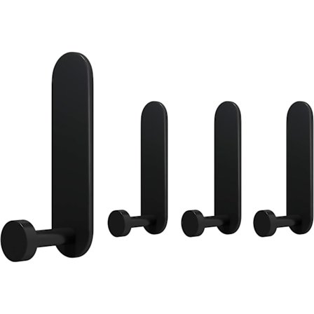 JS itseliimautuvat koukut mustat tahmeat koukut erittäin vahvat tarttuvat seinälle oven päälle vaatteiden, kylpytakin ja pyyhkeen ripustamiseen 