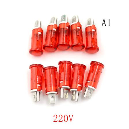 10 STK signallampe 10 mm rød grønn gul lampeindikator 12 Red 220V