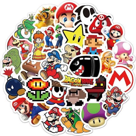 50 stk. Super Mario Bros-klistermærker til børn og teenagere, seje tegneserie-spilklistermærker til bærbar computer, vandflaske, telefon, bagage